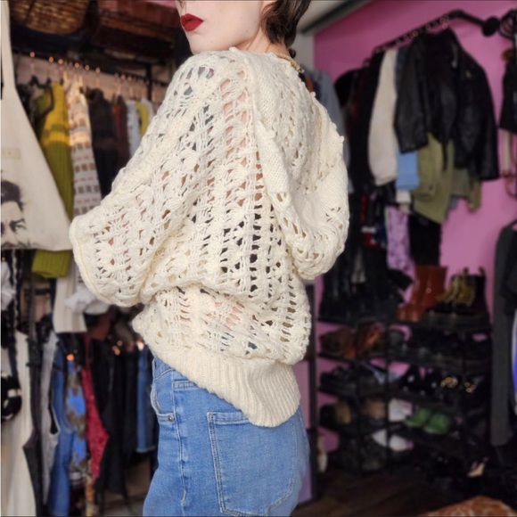 Free People 🔥 Hooded Knitted Sweater Button Up Chest Crew Neck Boho Sz S - Picture 3 of 11